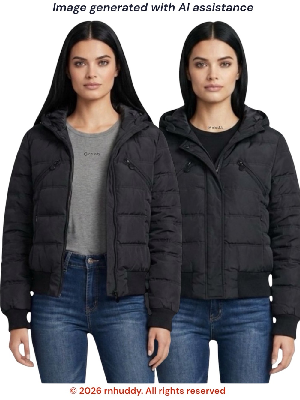 Zara XL black down hooded puffer jacket